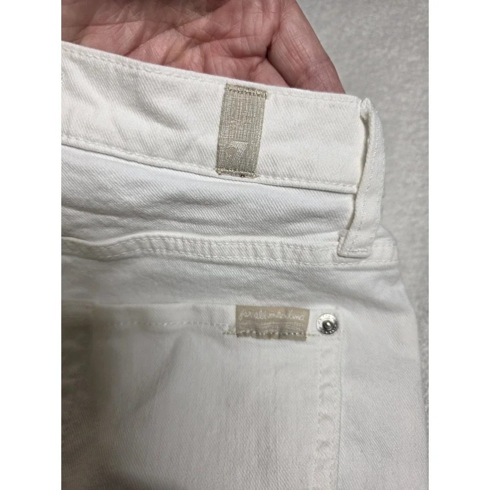 NWT 7 For All Mankind Women's White Denim Bootcut Jeans Size 25 Button Up Leg